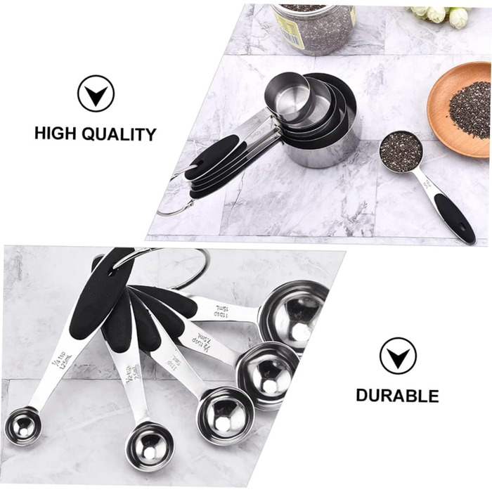 FBHappiness 1 Set Measuring Cup Tool, Stainless Steel Kitchen Cooking Spoon, Seasoning Spoon, Stainless Steel Flour, Practical Ingredient Spoon, Measures, Weight, Metal Dry Scoop