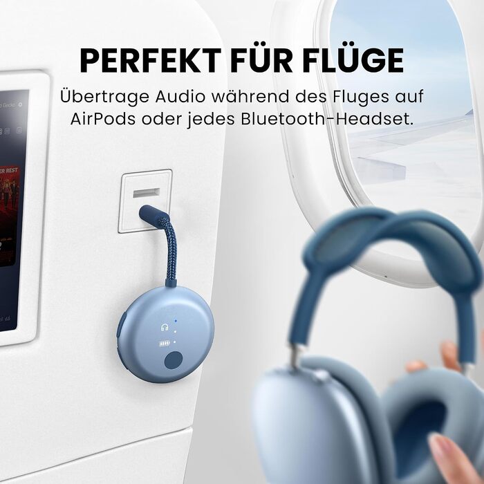 Bluetooth-адаптер для літака Avantree SoundJet R1, небесно-блакитний