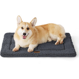 BEDSURE Washable Dog Mat Large Dogs - 104x71 cm Washable Dog Bed for Large Dogs, Sherpa Plush Dog Bed Large with High-Density Foam Filling (74 x 53 cm, Dark Grey)