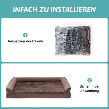 Ортопедичне ліжко для собак маленьких порід, водонепроникне диван-ліжко з бортиками, з підтримуючою піною, зручне ліжко для домашніх тварин з знімним, пральним чохлом, водонепроникний наповнювач, антиковзаюче покриття (107 x 76 x 19 см, Колір: Коричневий)