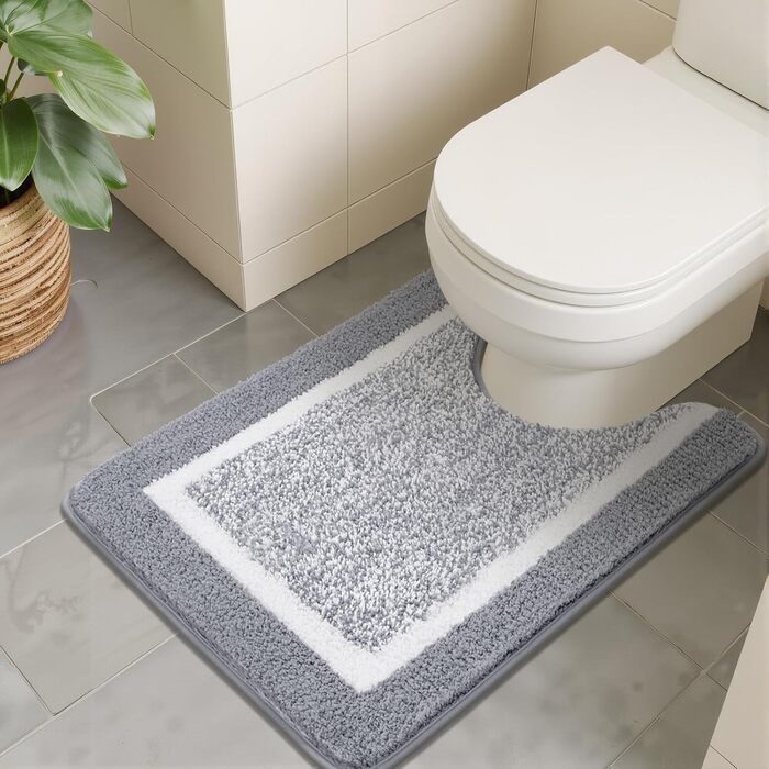 Килимок для ванної кімнати SHACOS: неслизький, м'який, водопоглинаючий, машинного прання, 45x65+50x60 см (Світло-сірий)