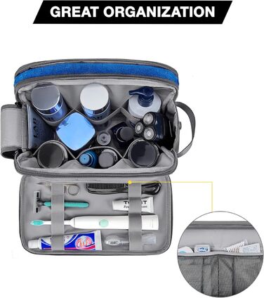 Чоловіча подорожня косметичка BAGSART з подвійною блискавкою, 5L, сіра (шкіряна фольга)