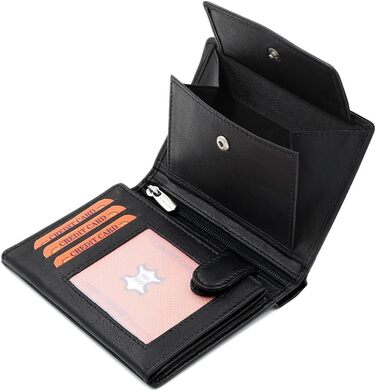 Fa. Volmer Black Leather Wallet made of genuine leather in portrait format with TÜV-tested RFID protection Phoenix 3, Black