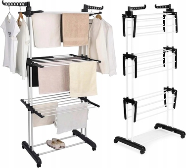 Вертикальна підлогова сушарка для одягу на колесах, велика, для балкона