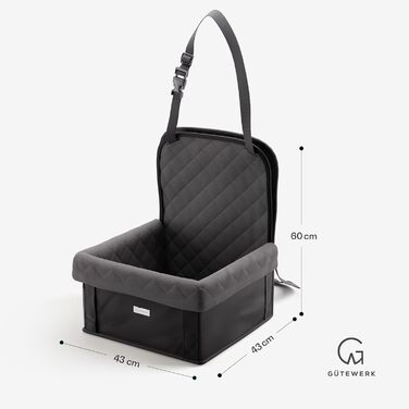 Автокрісло для собак середніх та маленьких порід Gütewerk, аксесуари для собак, стабільне автокрісло для собак на переднє сидіння, стабільне та складане автокрісло для собак, автокрісло для собак середнього розміру з запобіжним тросом, темно-сіре, на пере