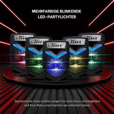 Pyle PA Bluetooth-колонки – караоке-машина з мікрофоном, 400W, 8” сабвуфер, підсвітка, USB/SD, радіо