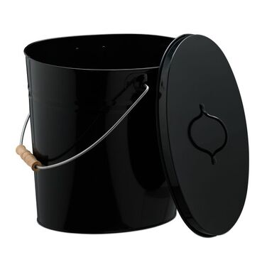 Relaxdays Ash Bucket with Lid, 12 Liters