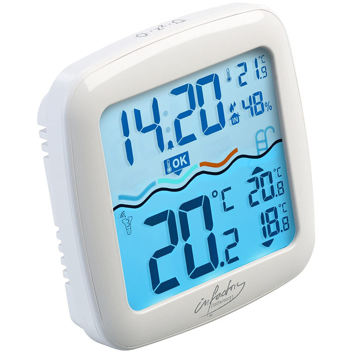 infactory Pool Thermometer: Digital Pond & Pool Thermometer, Radio Receiver, Color LCD, IP67 (Pool Radio Thermometer, Radio Pool Thermometer, Temperature Sensor)