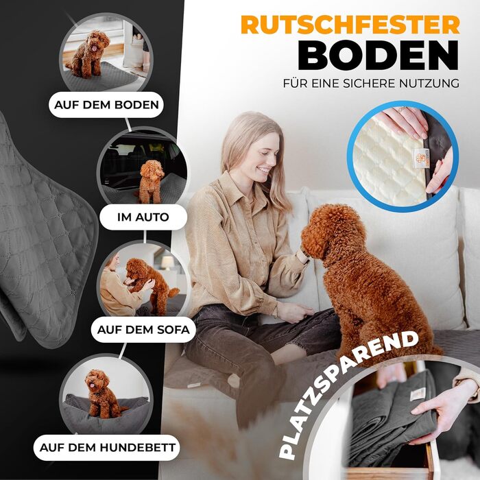 Водонепроникний килимок для собак SympaTierisch - захист дивану від бруду та шерсті - великий килимок для собак та котів - можна прати в пральній машині - 175 x 75 см - сірий