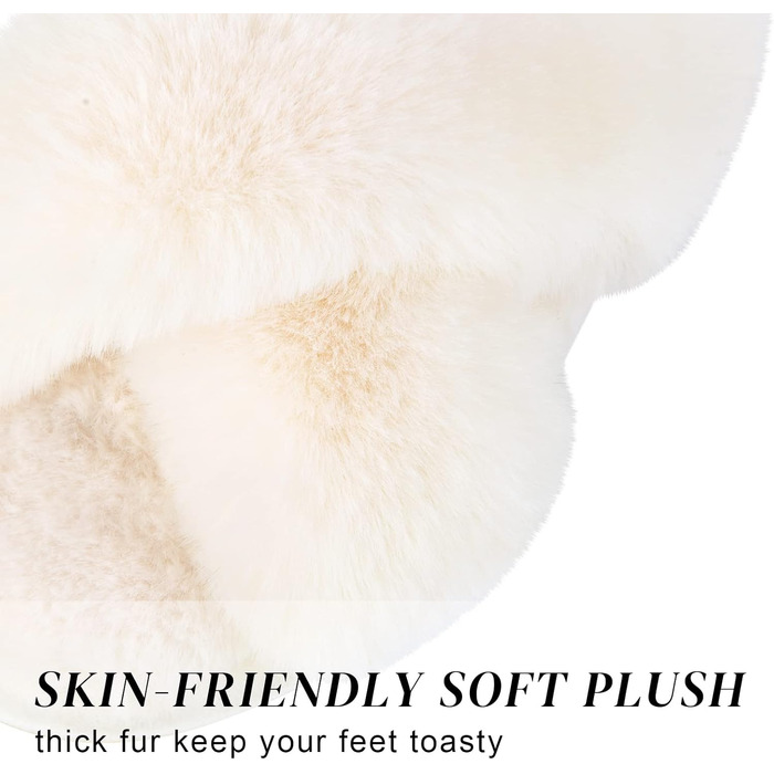 Жіночі тапочки-слайдери з перехресними ремінцями, м'які, теплі, пухнасті, комфортні для дому та відпочинку (40/41 EU, кремовий)