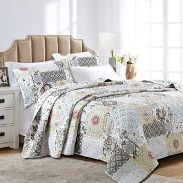 Комплект постільної білизни Cozy Line Home Fashions Moorea Wende з квітковим візерунком лілій (флер-де-ліс), 3-частини, розмір Queen