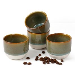 Набір керамічних чашок для еспресо Demitasse, двостінних, 4 шт. по 60 мл, глазуровані (блакитний колір)