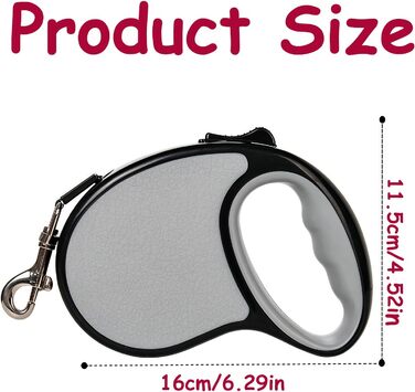 Висувна поводок для собак, 5 м, міцний, 360° без перекручування, автоматичний замок, з неслизькою ергономічною ручкою та кликером для дресирування, для собак маленьких/середніх порід (покращений, сірий)