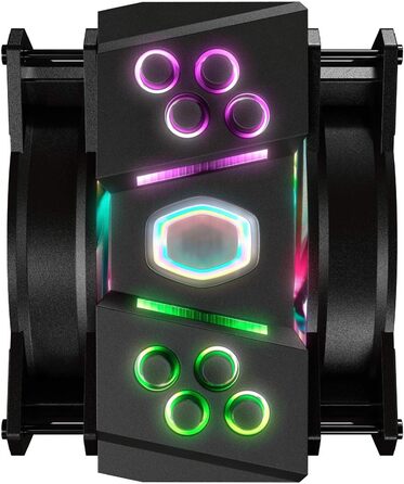Охолоджувач CPU Cooler Master MasterAir MA410M з RGB підсвічуванням: двотурна конструкція, 6 heatpipes, тихий вентилятор SF120R