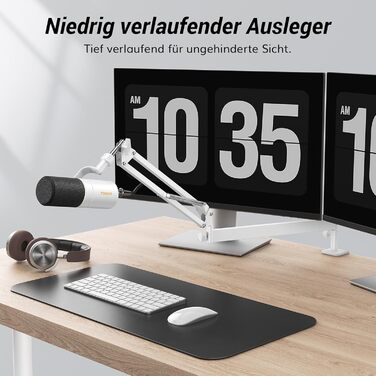 Тримач для мікрофона TONOR T20LP з низьким профілем - регульований штатив для геймінгу, подкастингу та запису звуку