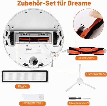 Комплект аксесуарів Dreame D9/D9 Max/D9 Pro/L10 Pro (12 шт): головні та бічні щітки, фільтри, інструменти для чищення