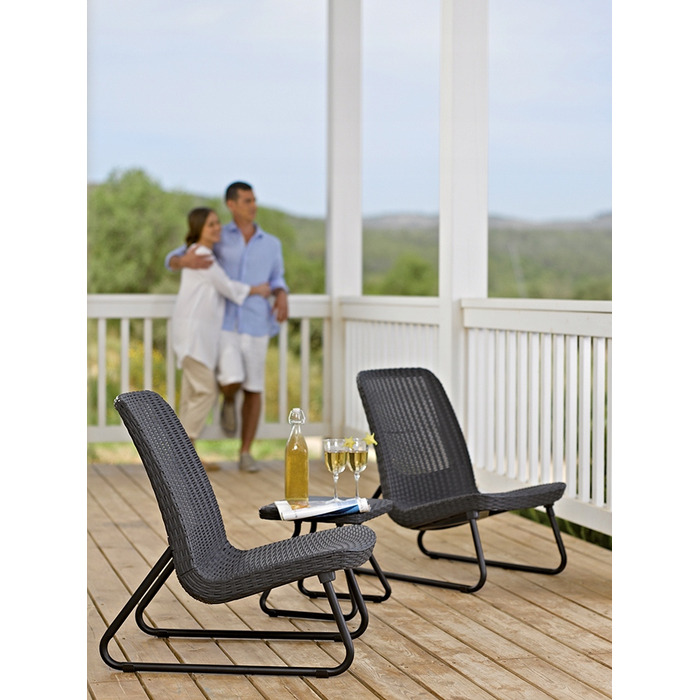 Комплект садових меблів Keter Rio Patio Set для 2 осіб: крісла та столик, антрацит