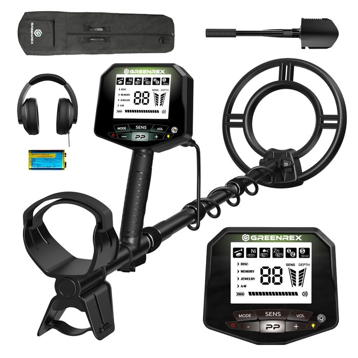 Металодетектор GreenRex Profi: водонепроникна котушка 25.4см, LCD дисплей, для дорослих та дітей, пошук золота, ідеальний для пляжу, під водою та в саду