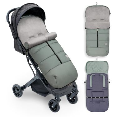 Універсальний зимовий конверт INTERBABY для візочка, зелений, теплий, антиалергенний, знімний, подвійна блискавка, легке прання