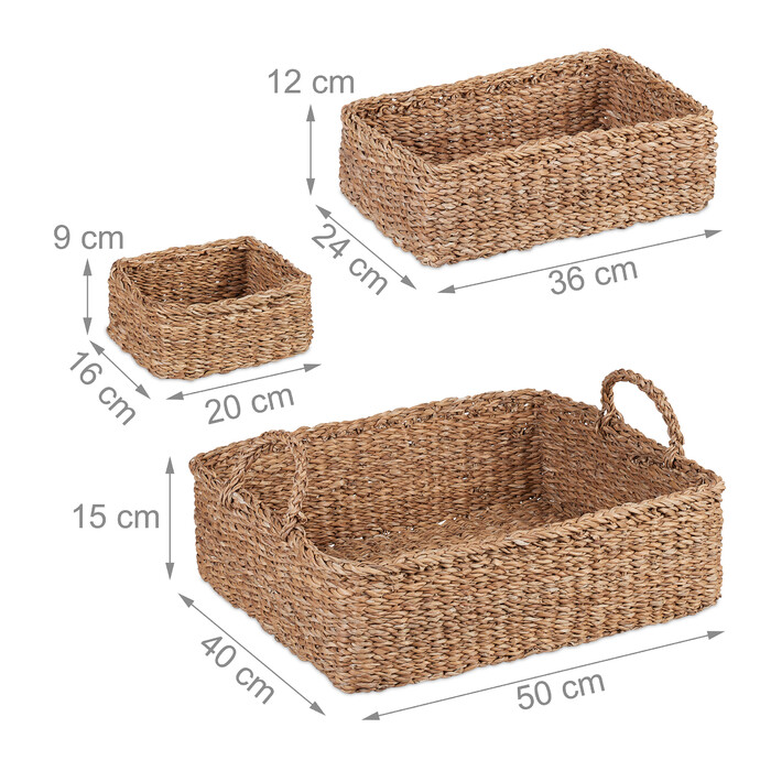 Relaxdays Seagrass Storage Basket Set of 5