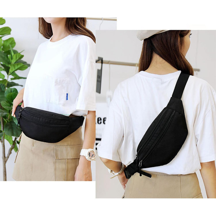 Чоловіча/Жіноча поясна сумка на пояс, бананка з PU шкіри, водонепроникна, чорна. Спортивна, для подорожей, фестивалів, бігу, хайкінгу