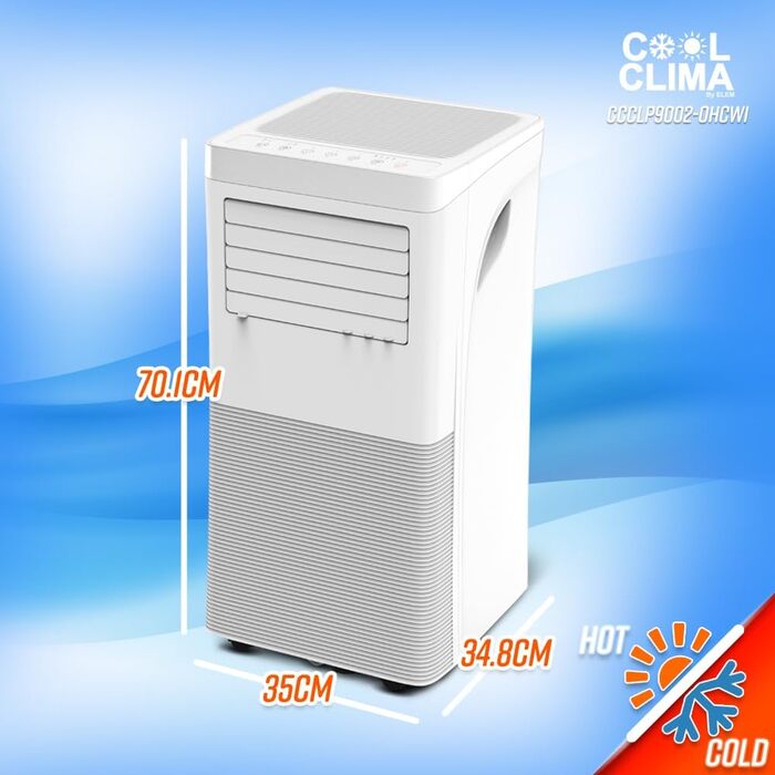 Мобільний кондиціонер, 9000 BTU, 2.9 кВт, з Wi-Fi, обігрів/охолодження, з пультом керування