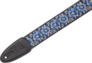 Гітарний ремінь Levy's Leathers M8AS-BLU з дзеркальним малюнком жаккарду, синій (темно-синій)