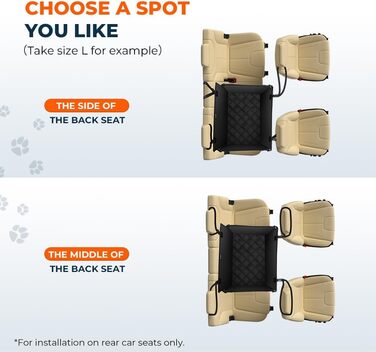 KYG Dog Car Seat - Extra Stable, Waterproof, Non-Slip - Reinforced Dog Seat for Medium & Large Dogs - L: 70x55x36cm