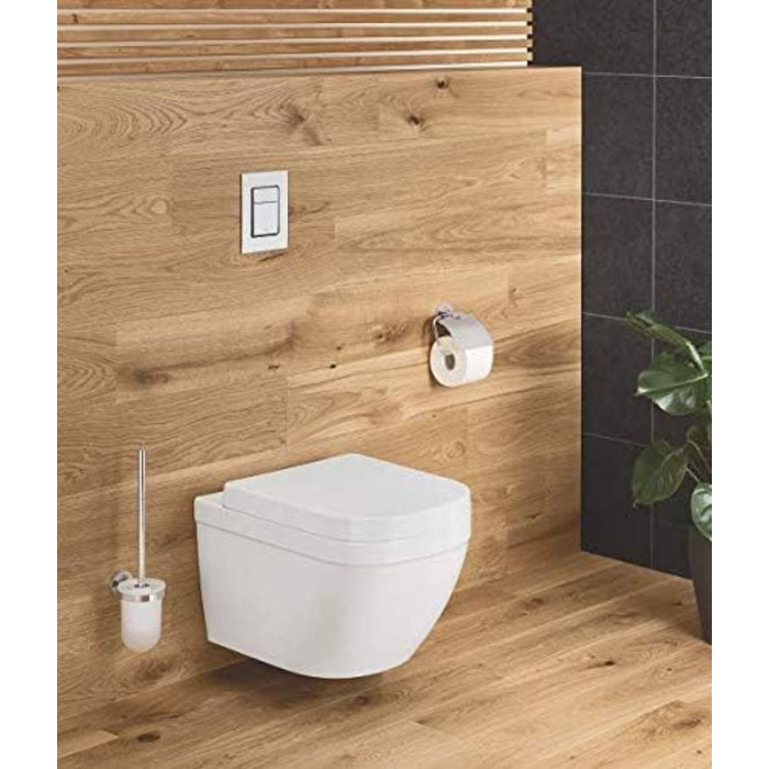 Тримач для туалетного паперу GROHE Essentials, хромований, круглий, з кришкою (набір 2 шт.), монтаж без свердління, арт. 40367001