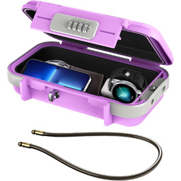 Сейф портативний з кодовим замком ORIA, вологостійкий, з тросом, для подорожей, пляжу, кемпінгу, офісу (рожевий)