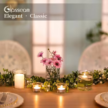 Glasseam Glass Cylinder Vase Small Vases for Table Decoration, Clear Flower Vase Modern Glass Vases Piece, 10 x 8.5 cm Flower Vases Glass Cylinder Candle Holders Table Vase for Living Room Wedding Decoration (6, 10cm)