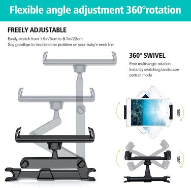 Тримач для планшета в авто, універсальний, висувний, для iPad, iPhone, Samsung Galaxy Tab, Switch (4.7-13 дюймів)