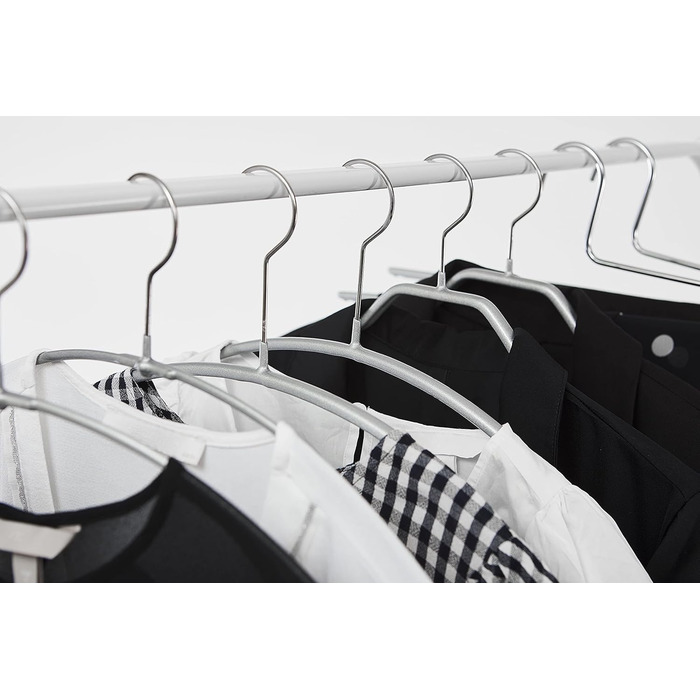 MAWA Clothes Hangers Light, Set of 20 space-saving and non-slip hangers, ideal for T-shirts, tops, and lightweight sweaters, with a 360° swivel hook and non-slip coating, 40 cm, Black