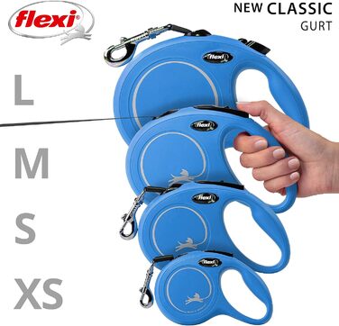 Flexi Classic L рулетка для собак до 50 кг, блакитна, 5 м (для собак до 25 кг)
