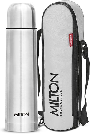 Термос Milton Thermosteel Flip Lid 1000 мл, вакуумна stainless steel пляшка для напоїв (гаряче/холодне до 24 год), герметична, срібляста