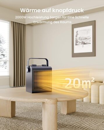 Електричний обігрівач повітря AIRMATE 2000W, компактний енергоощадний конвектор для спальні та кімнати, 3 режими роботи, таймер на 24 години, темно-синій