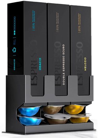 Тримач для капсул Nespresso Vertuo GALVANOX — преміум-органайзер для зберігання капсул VertuoLine (набір з 3 боксів на 30 капсул), сталева стійка підставка для стільниці