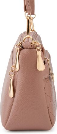 Сумка жіноча через плече маленька елегантна з тисненим візерунком, PU шкіра (Рожево-коричнева)