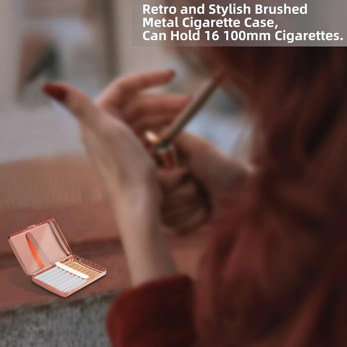 Металеве цигаретне пенал у формі серця Rosegold для 20 цигарок, відкритий двосторонній, для жінок, подарунок на день народження/Новий рік