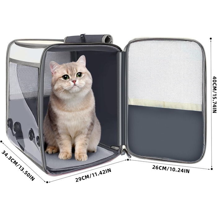 Рюкзак-переноска для котів та собак SWIHELP, сірий. Безпечний рюкзак-переноска для маленьких тварин, ідеальний для подорожей.