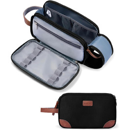 Чоловіча дорожня косметичка ECOHUB, водонепроникна, з відділенням для мокрого одягу, з ремінцями, з перероблених матеріалів, з подвійною блискавкою (Синьо-зелений, Чорний)