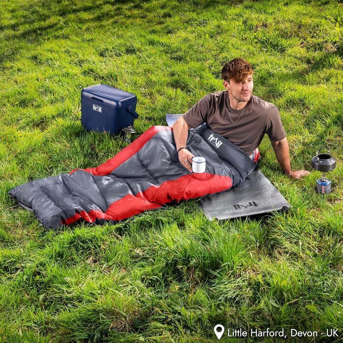 Спальний мішок Trail-Alpin, 250 г, 3 сезони, з капюшоном, легкий, компактний, компресійний мішок (Червоний)