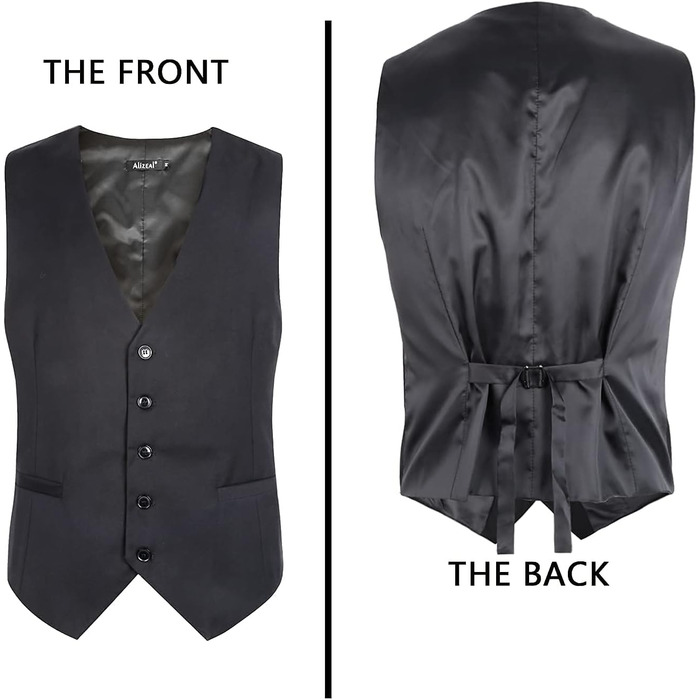 Чоловіча жилетка Alizeal для ділового костюма, однотонна, класичний крій, смокінг, чорна, L