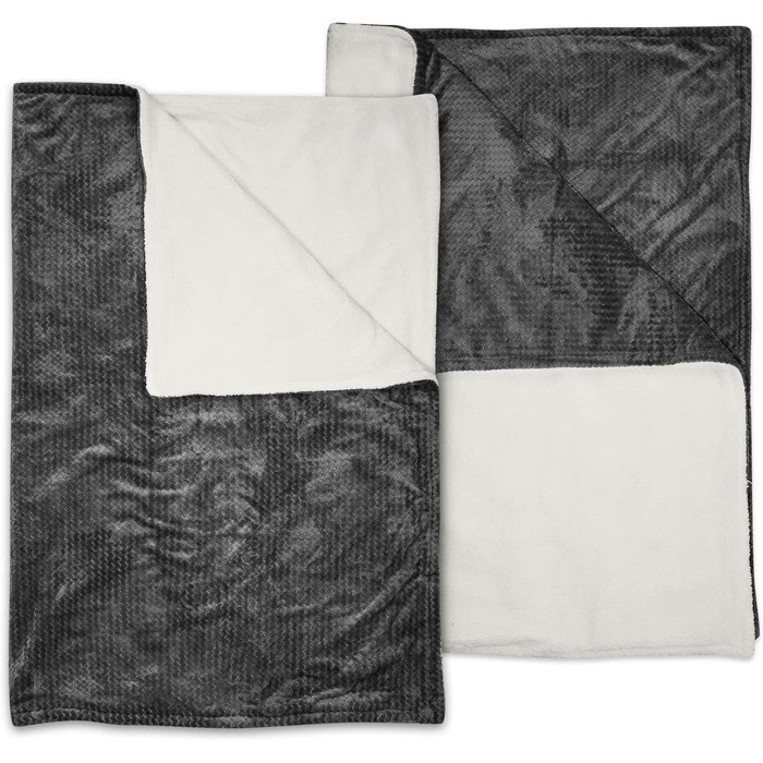 Електрична ковдра Navaris XXL з підігрівом 180x130 см, 3 режими, автовимкнення, пральна, сіра та біла, плюшева