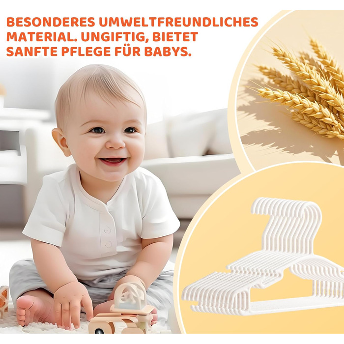 54 дитячі вішалки для одягу Ilauke з пшеничного соломи, 10,6 дюймів, для немовлят та дітей, економія місця, для зберігання дитячого одягу