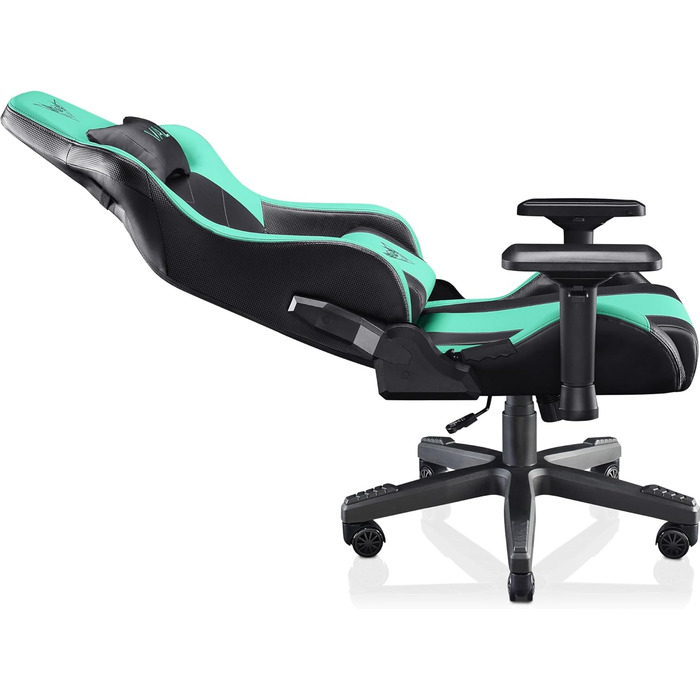 Крісло ігрове VALK Gaia з підлокітниками 4D, регульоване на 160º, газовий амортизатор класу 4, штучна шкіра, Aqua Menthe