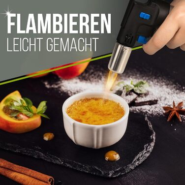 Кулінарний пальник STAHLMANN® для карамелізації та фламбування (1300°C), преміум-якість, з 2-ма балонами газу по 300 мл