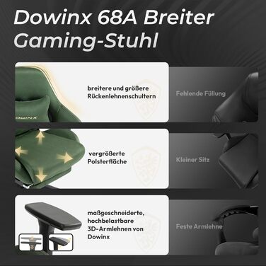 Ігровий крісло Dowinx з мікрофібри-велюру: дихаюче, ергономічне, з підніжкою (зелене)