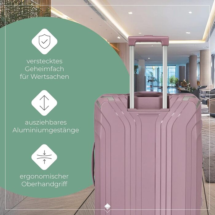 Чемодан Travelite ELVAA Rosé 66 см, 72-77 л, з TSA замком та розширюваною внутрішньою частиною