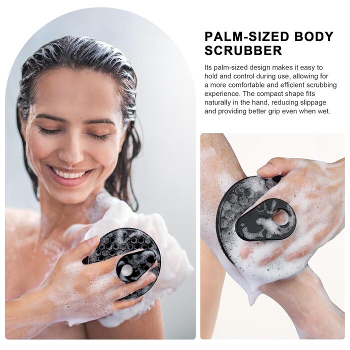 Скрабер для тіла INNERNEED з м'якого силікону, харчового класу, для душу, очищення рук, м'який пілінг, хороша піна, (Set4) Blackset